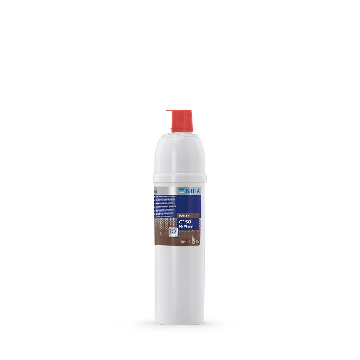 Filtro per l'acqua BRITA PURITY C150 iQ Finest su sfondo bianco.