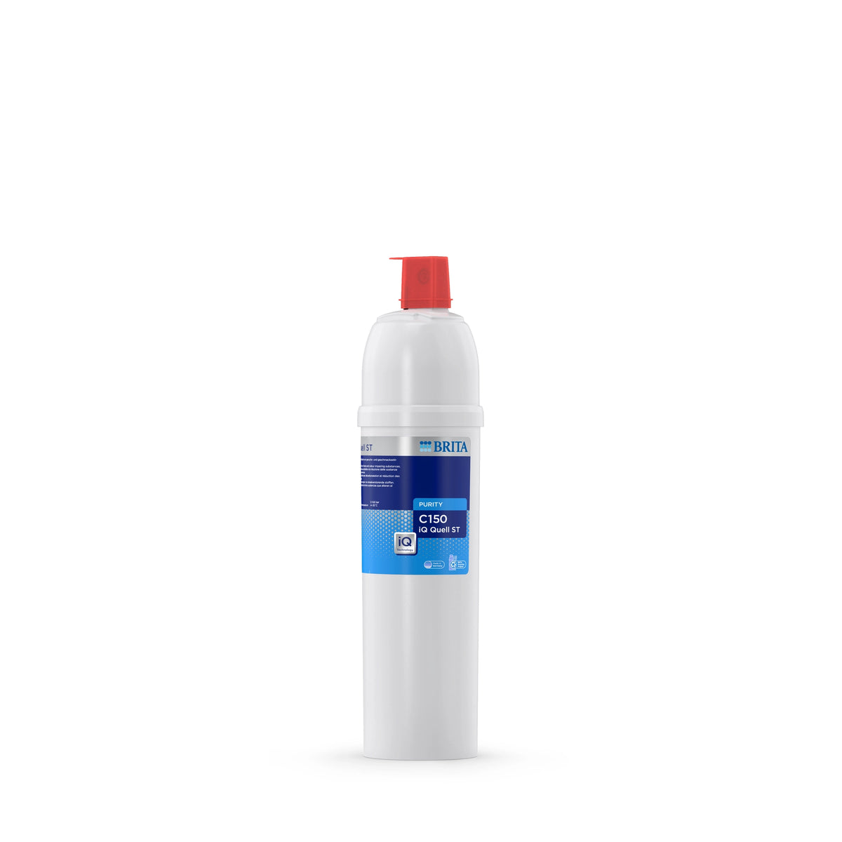 Filtro per l'acqua BRITA PURITY C150 iQ Quell ST su sfondo bianco.
