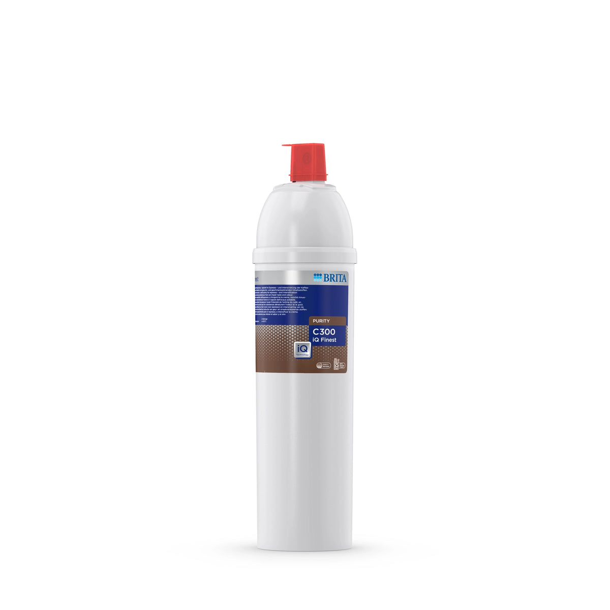 Filtro per l'acqua BRITA PURITY C300 iQ Finest su sfondo bianco.