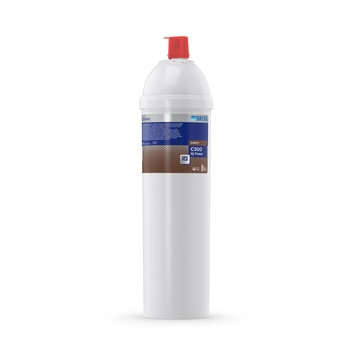 Filtro per l'acqua BRITA PURITY C500 iQ Finest su sfondo bianco.